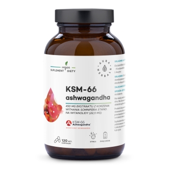 Ashwagandha, KSM-66 Korzeń 450 mg, kapsułki 120 sz